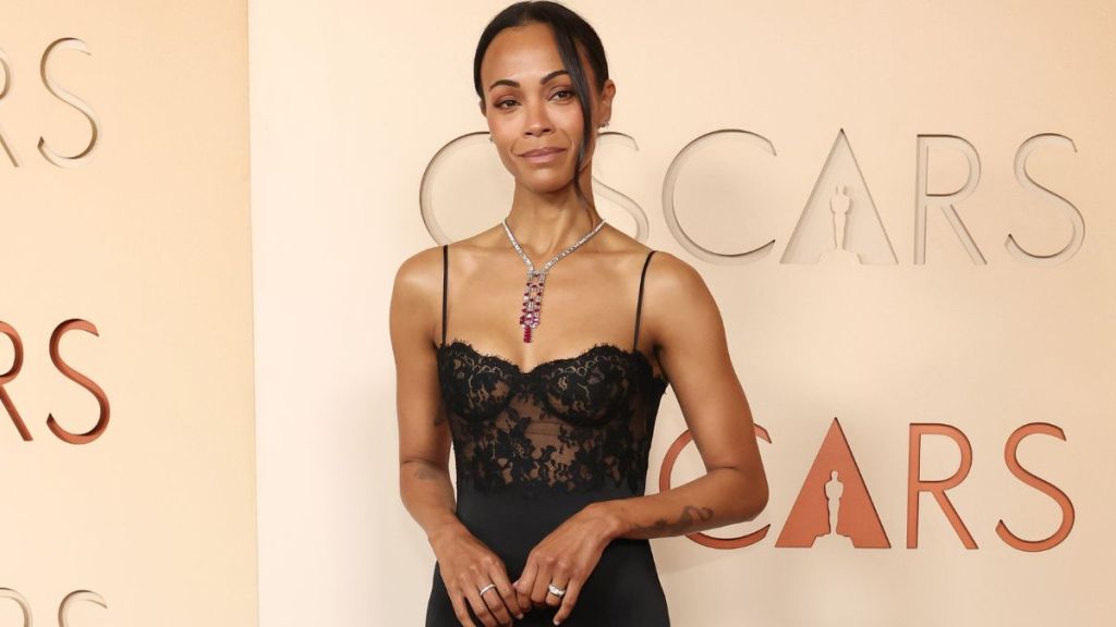 Zoe Saldana’s Oscars 2026 Lacy Saint Laurent Dress Is Also Fully Sheer