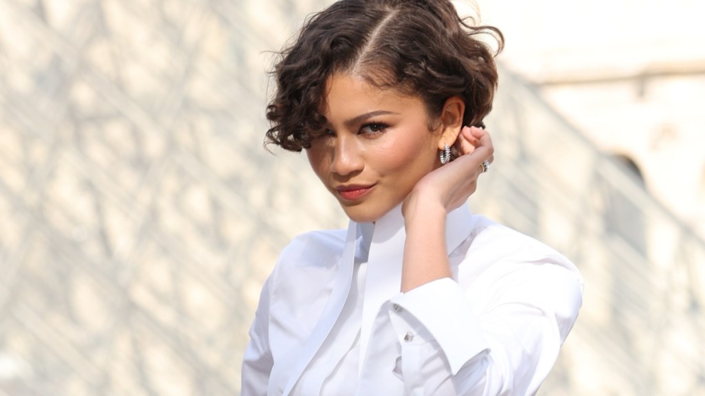 Zendaya Poses in Fitted Ruched Dress With Slit at ESSENCE Event