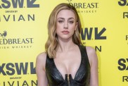 Lili Reinhart see-through high slit dress