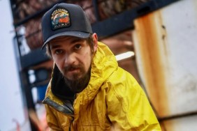 Todd Meadows from Deadliest Catch handling crabs on board a boat