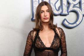 Hailey Bieber Layers Lacy Silk Romper With Saint Laurent Windbreaker