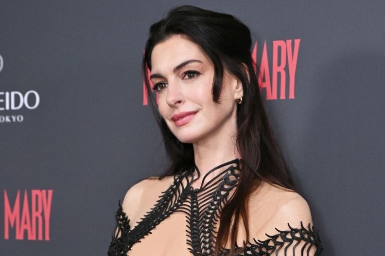 Anne Hathaway’s Plunging See-Through Dress Inspired by Anatomical Drawings