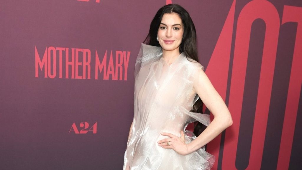 Anne Hathaway Breaks the Internet in Barely-There Sheer Cutout Dress