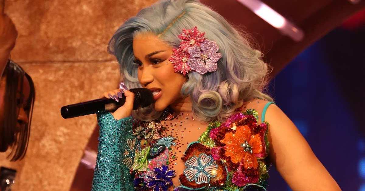 Cardi B's Bryan Hearns Bodysuit Look Is Quite Literally Spitting Fire