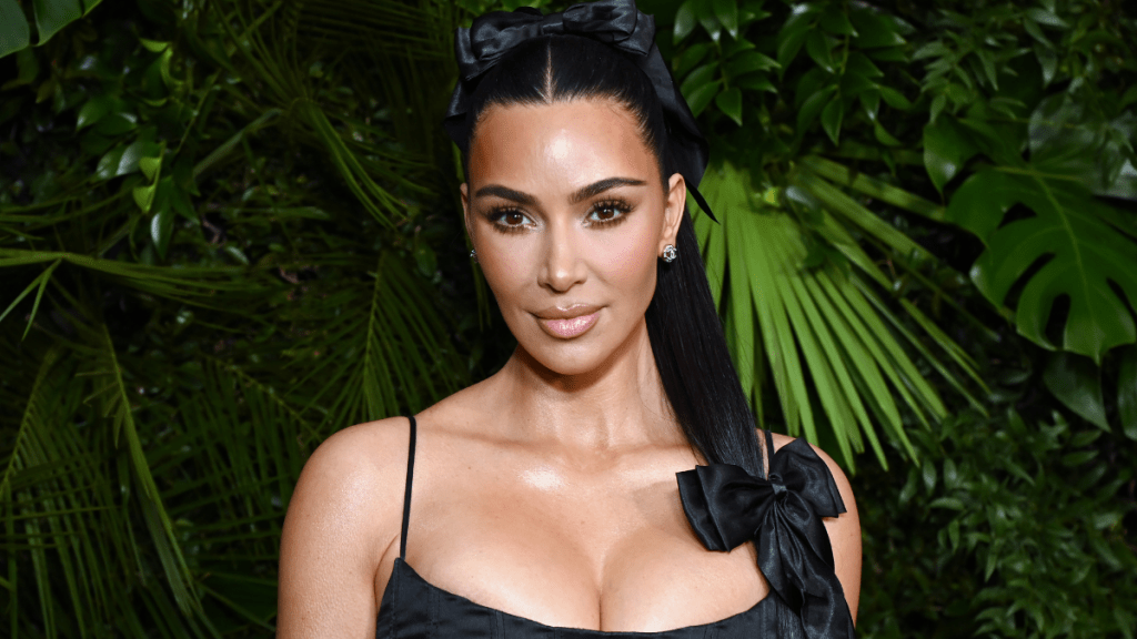 Kim Kardashian's Roberto Cavalli Slip Dress' Neckline Slips Super Low