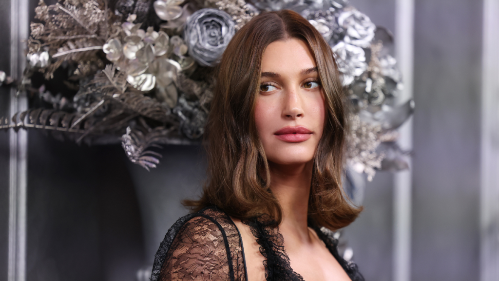 Hailey Bieber Elevates Corset & Micro Shorts Look With Valentino Heels