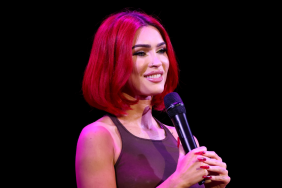 Megan Fox Commands Attention in Fitted Leather Look for Dr. Squatch