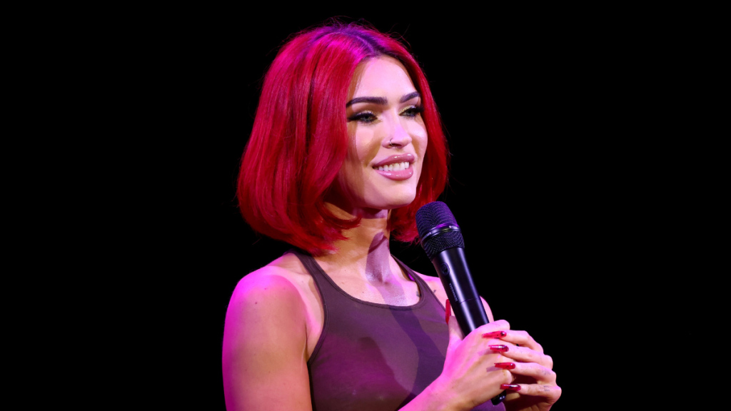 Megan Fox Commands Attention in Fitted Leather Look for Dr. Squatch