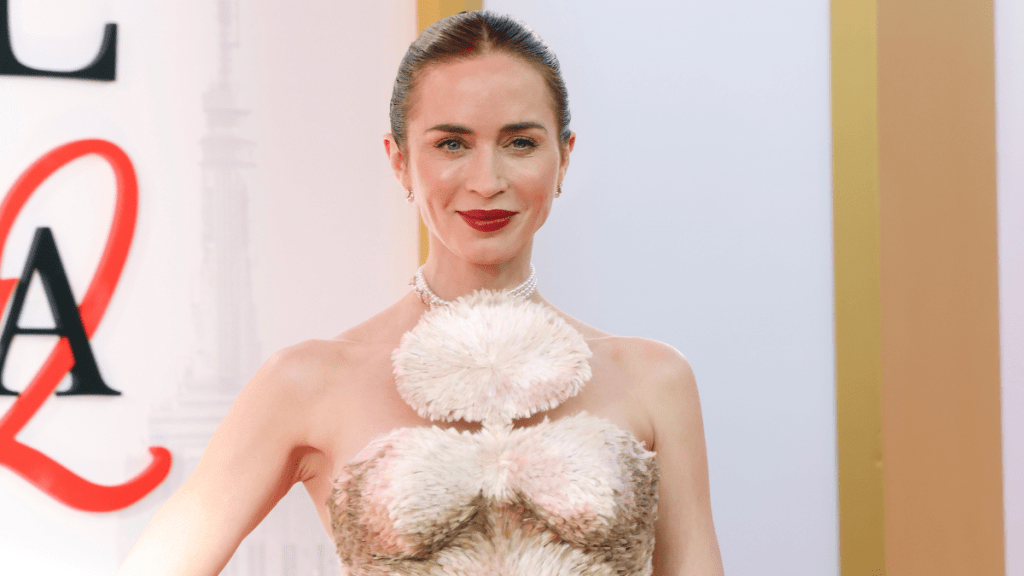 Emily Blunt's Schiaparelli Gown Is Indeed a Gravity-Defying Minidress