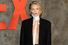 Charlize Theron Goes Topless & Braless Under Power Suit