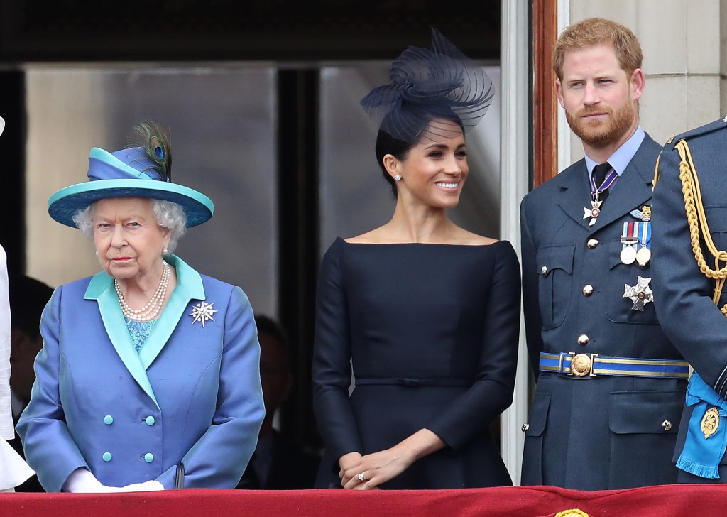 Queen Elizabeth with Prince Harry and Meghan Markle 