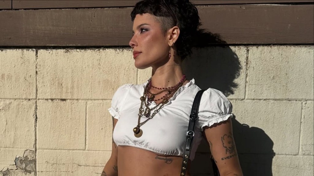 Halsey Keeps All Eyes on Her in Micro Mini Skirt With Slit Ahead of Festival Performance