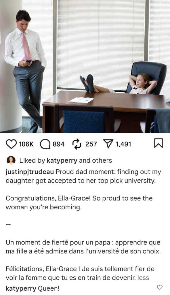 Katy Perry’s Reaction to Justin Trudeau’s ‘Proud Dad Moment’ Goes Viral