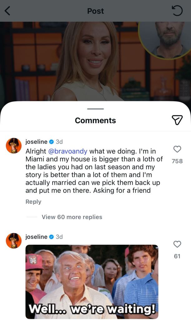 Joseline Hernandez pitching herself for RHOM 