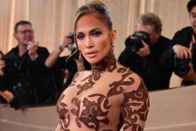 Jennifer Lopez Rocks Bedazzled Bikini Top & Leather Pants From The Blonds