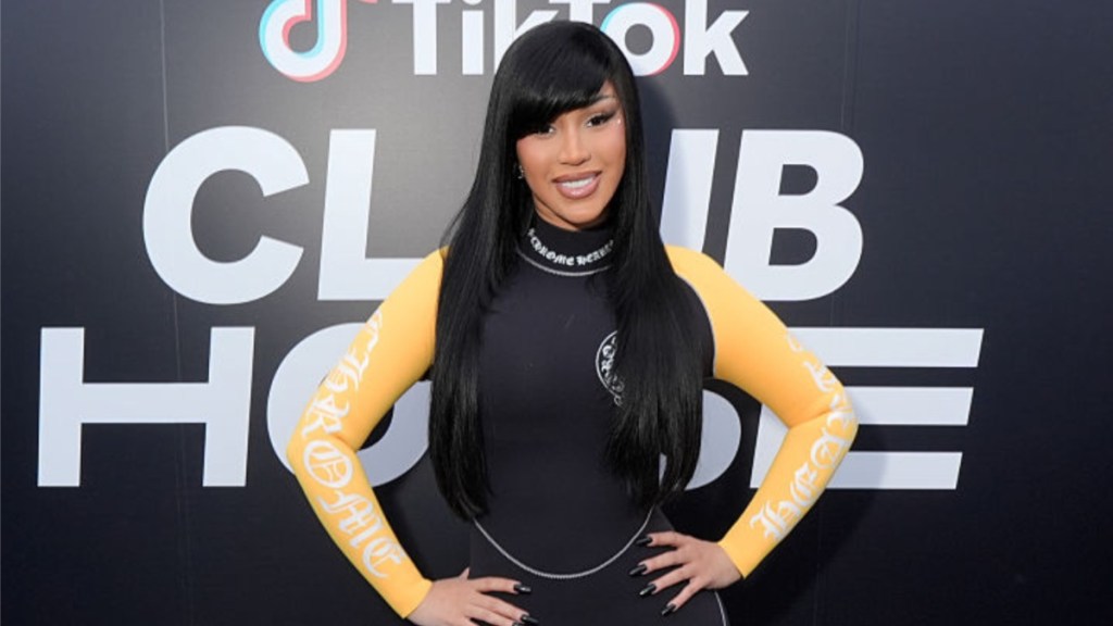 Cardi B Channels Posh Spice in Bold Herve Leger Micro Minidress