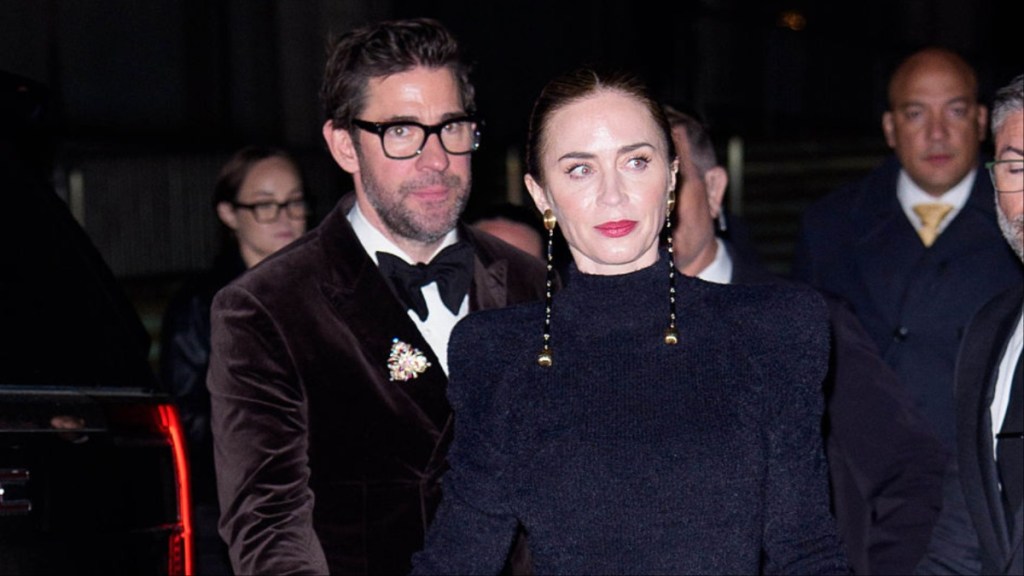 Emily Blunt's Balmain Wrap Skirt Boasts a Dangerously High Slit