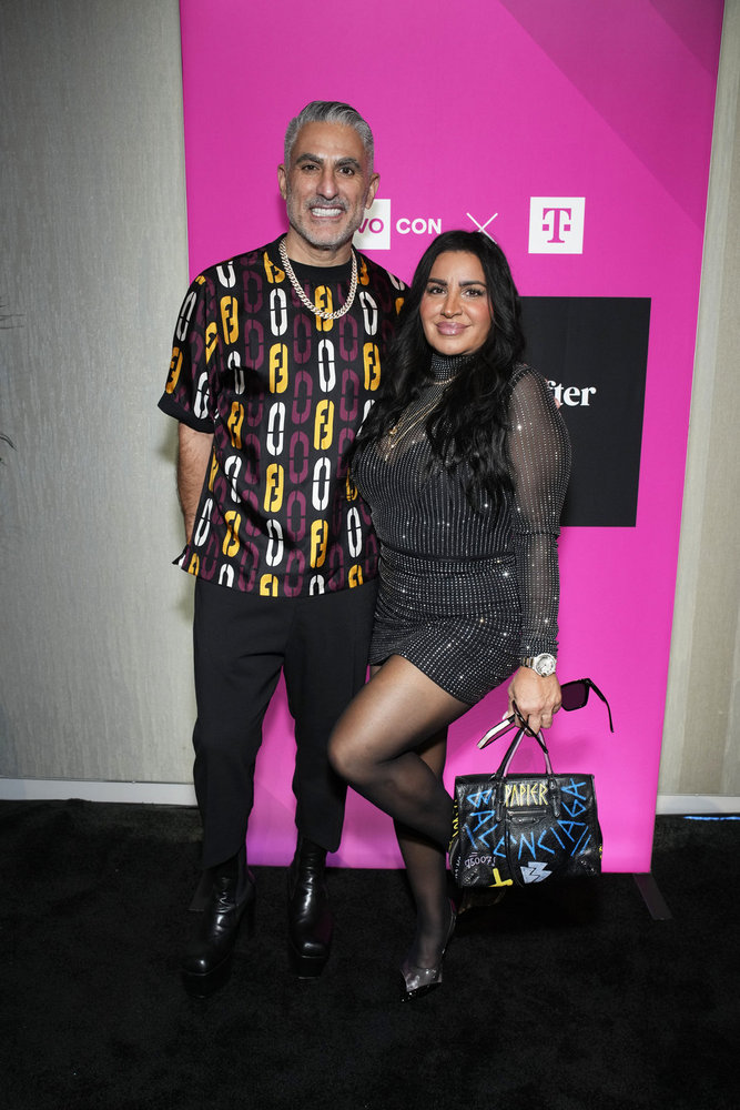 Reza Farahan and Mercedeh Javid pose together at BravoCon 2025