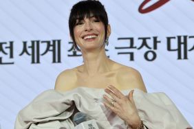 Anne Hathaway's Vaquera Top Dramatically Slips Off-The-Shoulder