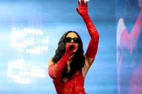 Demi Lovato Raises the Heat in Fully Sheer Plunging Bodysuit & Fishnets