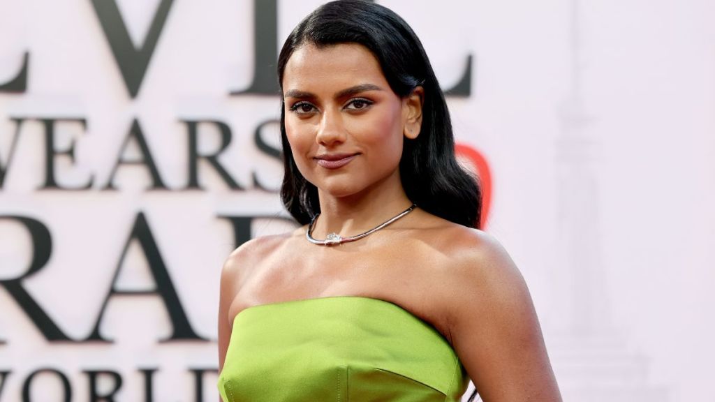 Simone Ashley Dazzles in Strapless Mini Dress at Devil Wears Prada 2 Premiere