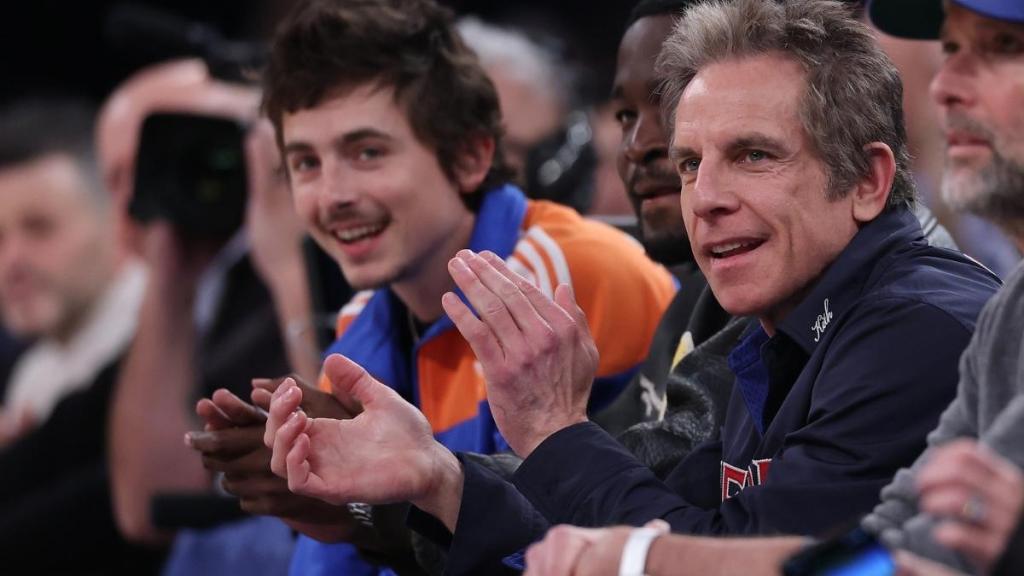 Knicks Fans Timothée Chalamet & Ben Stiller Cheer for Team at Playoffs