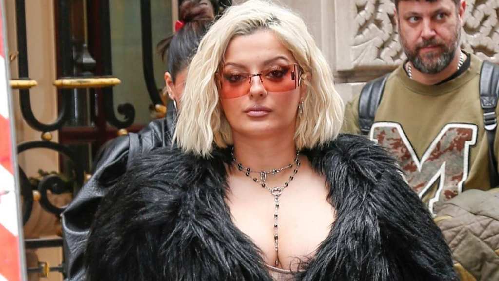 Bebe Rexha Pairs Liastublla Corset With Fully See-Through Lacy Tights