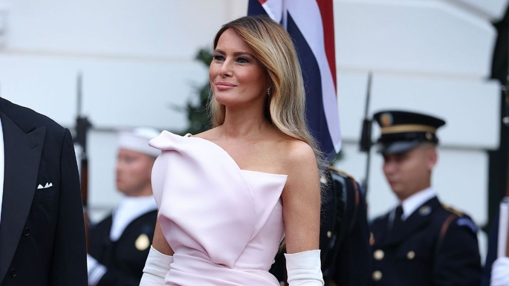 Melania Trump Goes Couture in Strapless Dior Gown for State Dinner
