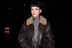 Lily Allen Performs in See-Through Lace Top & Leather Micro Shorts