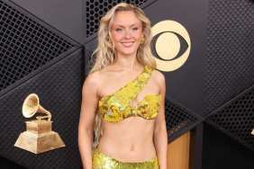 Zara Larsson Layers Desigual Bikini Under Fully Sheer Top in Shower