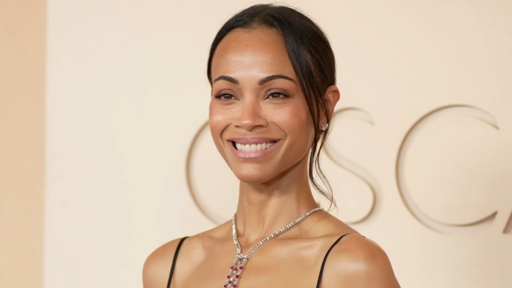 Zoe Saldaña strapless dress Instagram