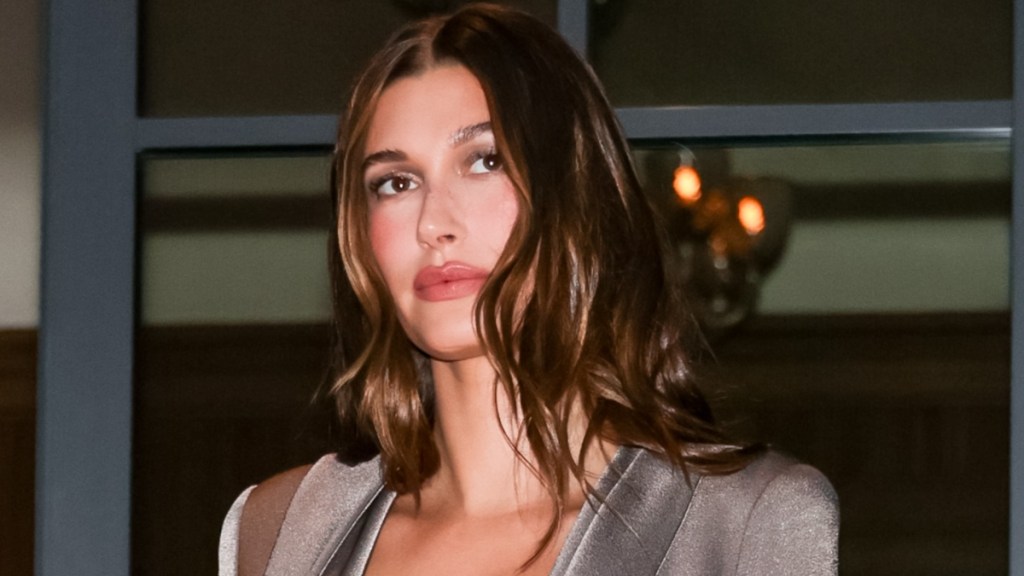 hailey bieber open jacket