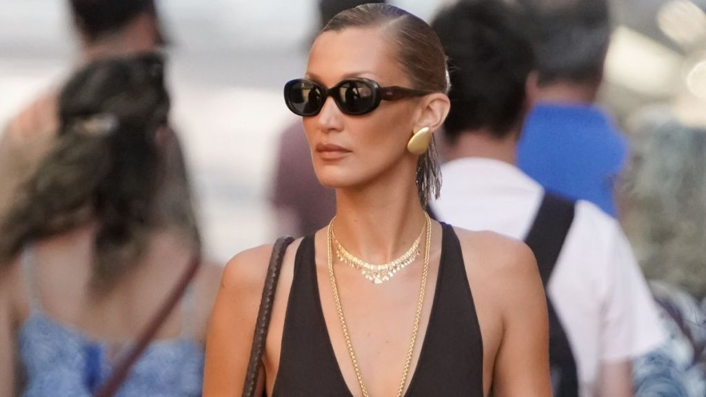Bella Hadid's Dangerously Plunging Dress Gets a Vintage Chanel Twist