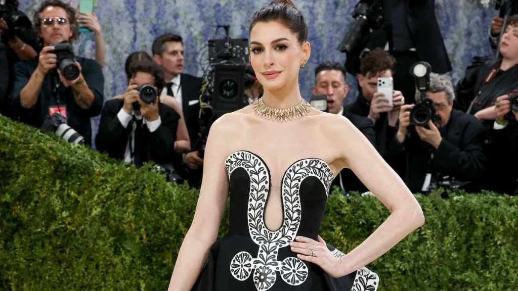Anne Hathaway Gets Wet in Fully See-Through Saint Laurent Dress for Elle