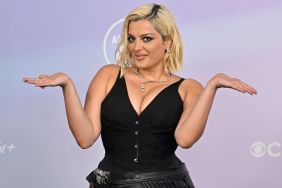 Bebe Rexha's Jean Paul Gaultier Look Pairs High Slit Skirt With Plunging Top