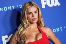 Brooks Nader’s Plunging Hot Red Mini Dress Is a Blessing for Her Curves