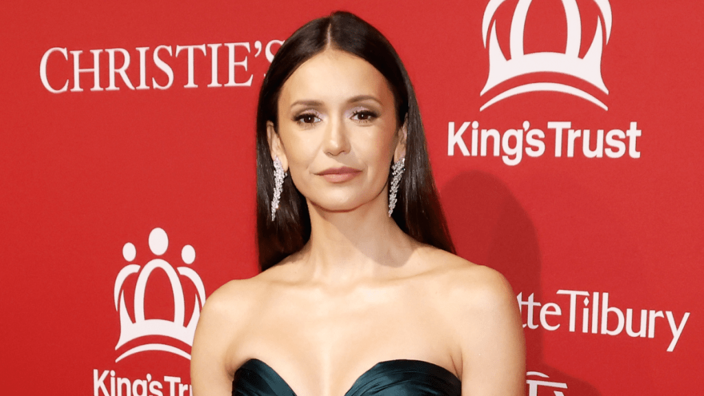Nina Dobrev Poses in Nothing but Plunging Fleur du Mal Lace Robe & Diamonds