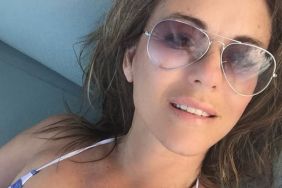 Elizabeth Hurley Lounges in a Tiny Bikini That Barely Covers Anything