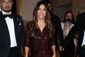 Eva Longoria Leaves Alberta Ferretti Shirt Undone for Seriously Plunging Look