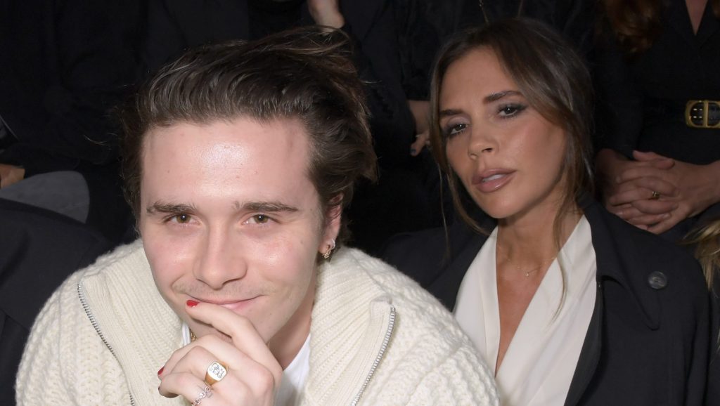 Brooklyn and Victoria Beckham