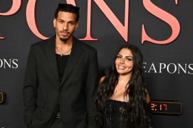 Huda Mustafa and Louis Russell at the premiere of Weapons