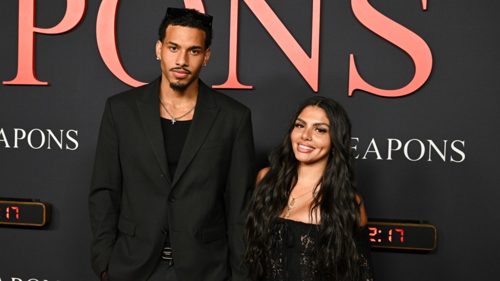 Huda Mustafa and Louis Russell at the premiere of Weapons