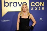 Camille Grammer in a black dress at BravoCon 2025