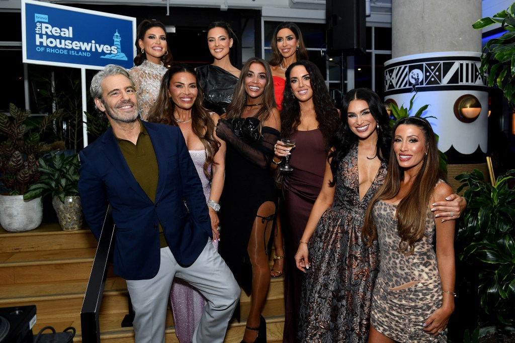 Andy Cohen and the cast of Real Housewives of Rhode Island
