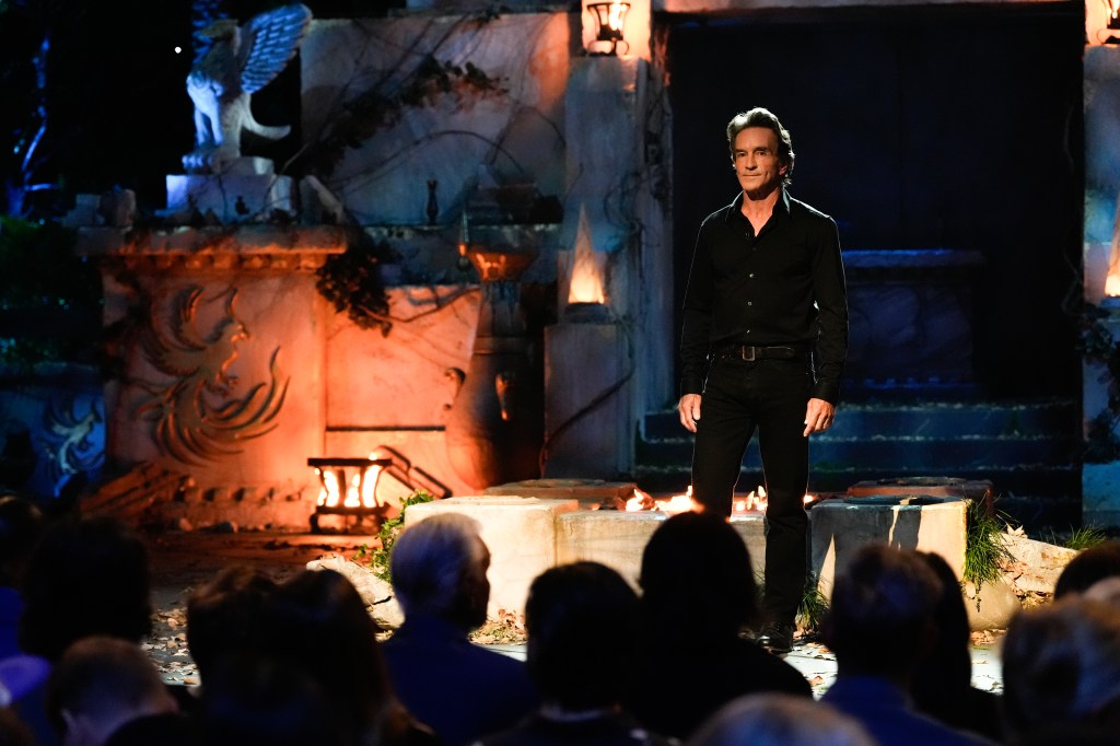 Jeff Probst on stage at the Survivor 50 live finale