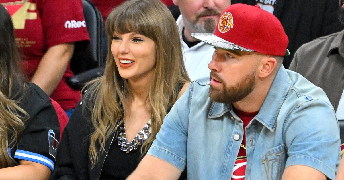 Travis Kelce & Taylor Swift Share Courtside Kiss at NBA Game