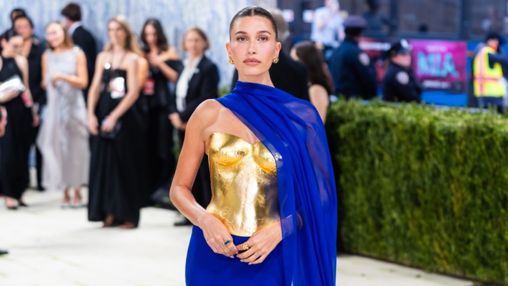 Hailey Bieber's Plunging Alaia Top Wraps Around Her With Endless Cutouts