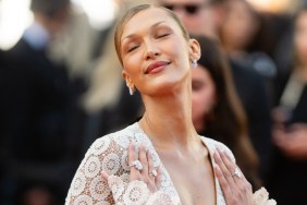 Bella Hadid's See-Through Schiaparelli Lace Gown Also Has a Plunging Neckline