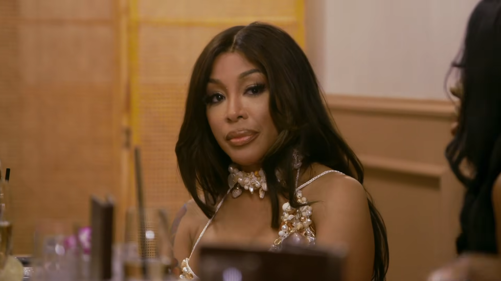 K. Michelle looking bothered on The Real Housewives of Atlanta Season 17 Episode 7