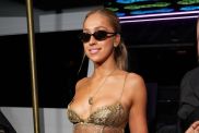 Tate McRae Wears Nothing but Bikini Bottoms With Unbuttoned Top
